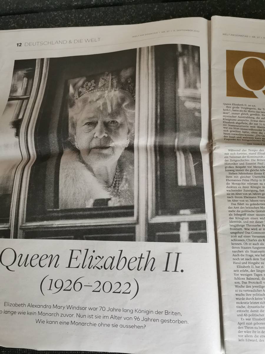 △　Welt am Sonntag　ドイツ　日曜の新聞　イギリス王室　エリザベス女王　チャールズ国王　2022年9月11日_画像3
