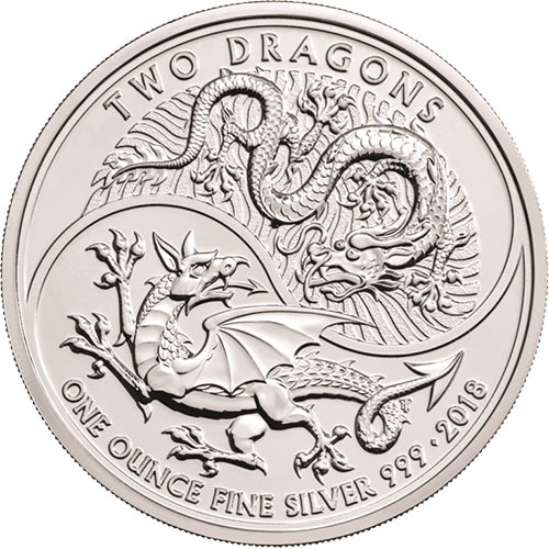 [保証書・カプセル付き] 2018年 (新品) イギリス「ドラゴン 龍・ウェールズ 中国」純銀 1オンス 銀貨