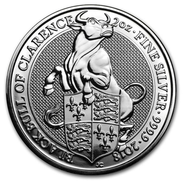 [保証書・カプセル付き] 2018年 (新品) イギリス「クィーンズ ビースト・ブラック ブル」純銀 2オンス 銀貨