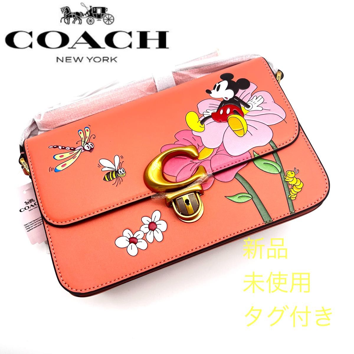 coach ディズニー ストゥディオ ショルダー バッグ ミッキー ピンク