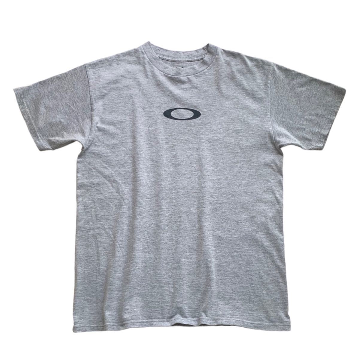 00's Oakley センターロゴ Tシャツ L 霜降りグレー アメリカ製生地 Y2K