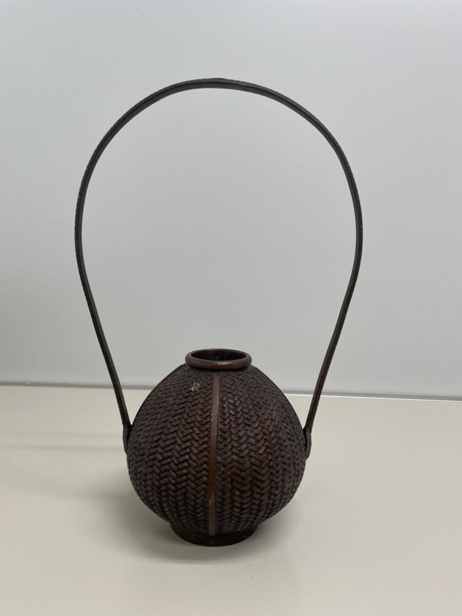 伝統工芸 高岡銅器 花瓶 大寿形網代花器 正晴作 株式会社竹中銅器 真鍮 