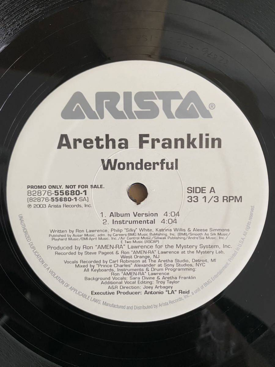 Aretha Franklin - Wonderful (12, Single, Promo) US Original_画像1