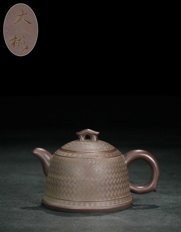 古びた蔵『明大彬製陶磁器紫砂急須龍鐘紫砂茶壺』極細工急須茶道具古賞