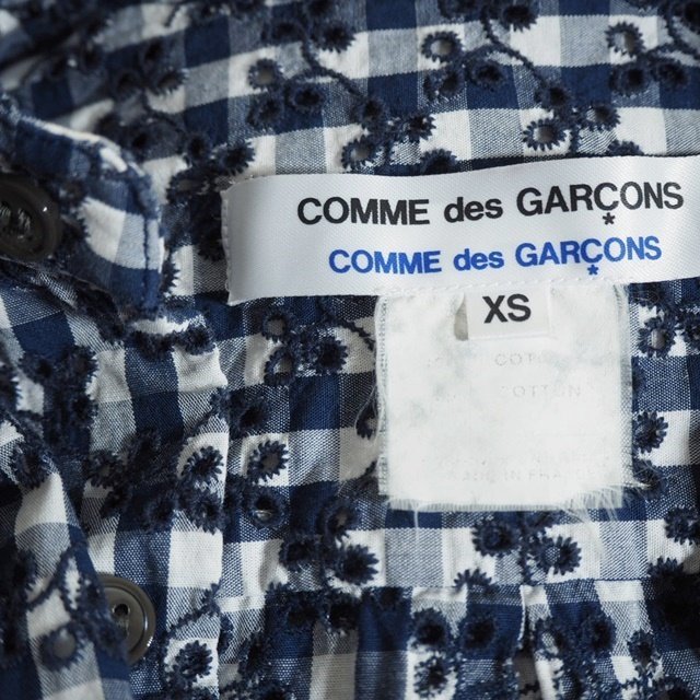 M0329f68 VCOMME des GARCONS COMME des GARCONS com com Comme des Garcons V cotton silver chewing gum check shirt navy blue white XS S12B003 spring summer 