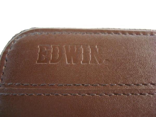 PX ブラウン 新品 人気 EDWIN エドウィン ラウンド 長財布 牛皮 カード入多 レザー 本革 皮革 上質 メンズ 男性用 おしゃれ かっこいい_画像6