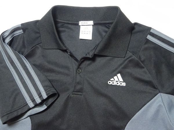 ★アディダス★ゴルフポロシャツL/黒ブラックグレーadidasメンズゴルフウェアテーラーメイド半袖シャツCLIMACOOLクライマクールの画像3