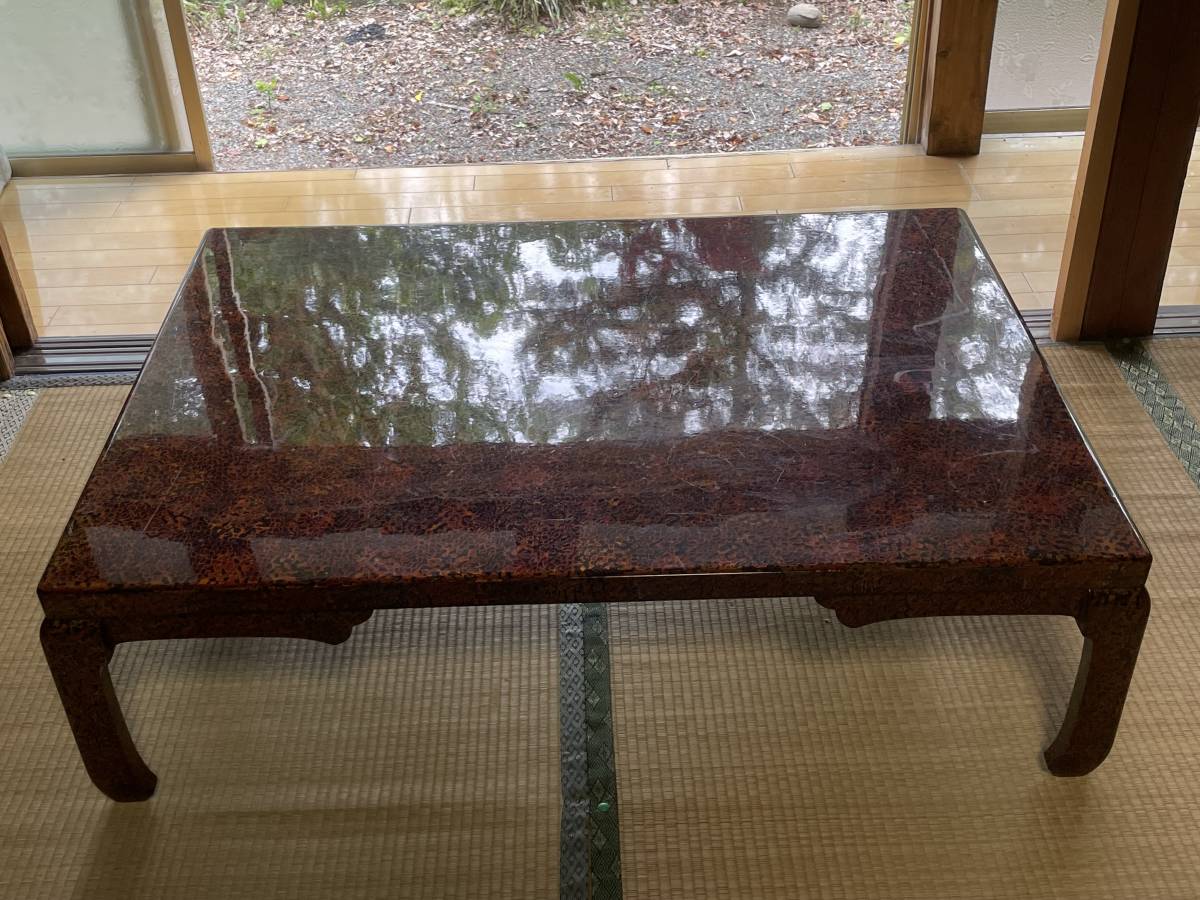 日本伝統工芸 津軽塗 唐塗 座卓 テーブル 大きさ：106㎝×76㎝×高さ31