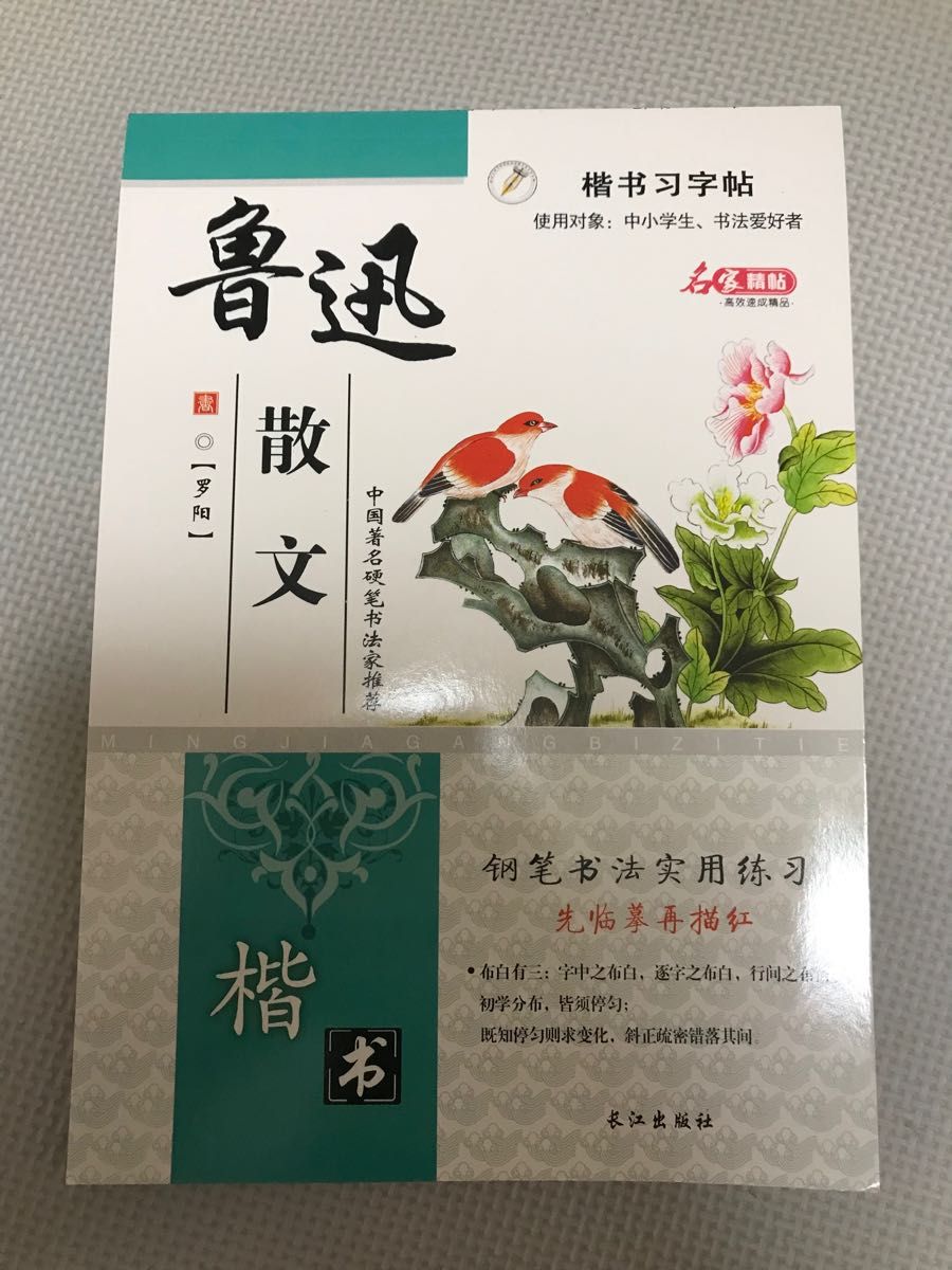 中国近代文学　魯迅散文　ペン字の手本 中国漢字の楷書　中国漢字のペン字練習 書き込み式　ペン字　筆ペン　練習