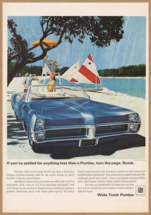 ポンティアック レトロミニポスター B5サイズ ◆ 複製広告 アメ車 PONTIAC GM ビーチ USAD5-101_画像1