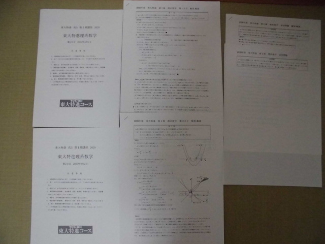 ☆未使用☆♪東進(東大特進コース)♪高3 第Ⅰ期講座2020“東大特進理系数学(第1、2日目)問題＆解答＆追加問題”_☆画像の物で全てです☆