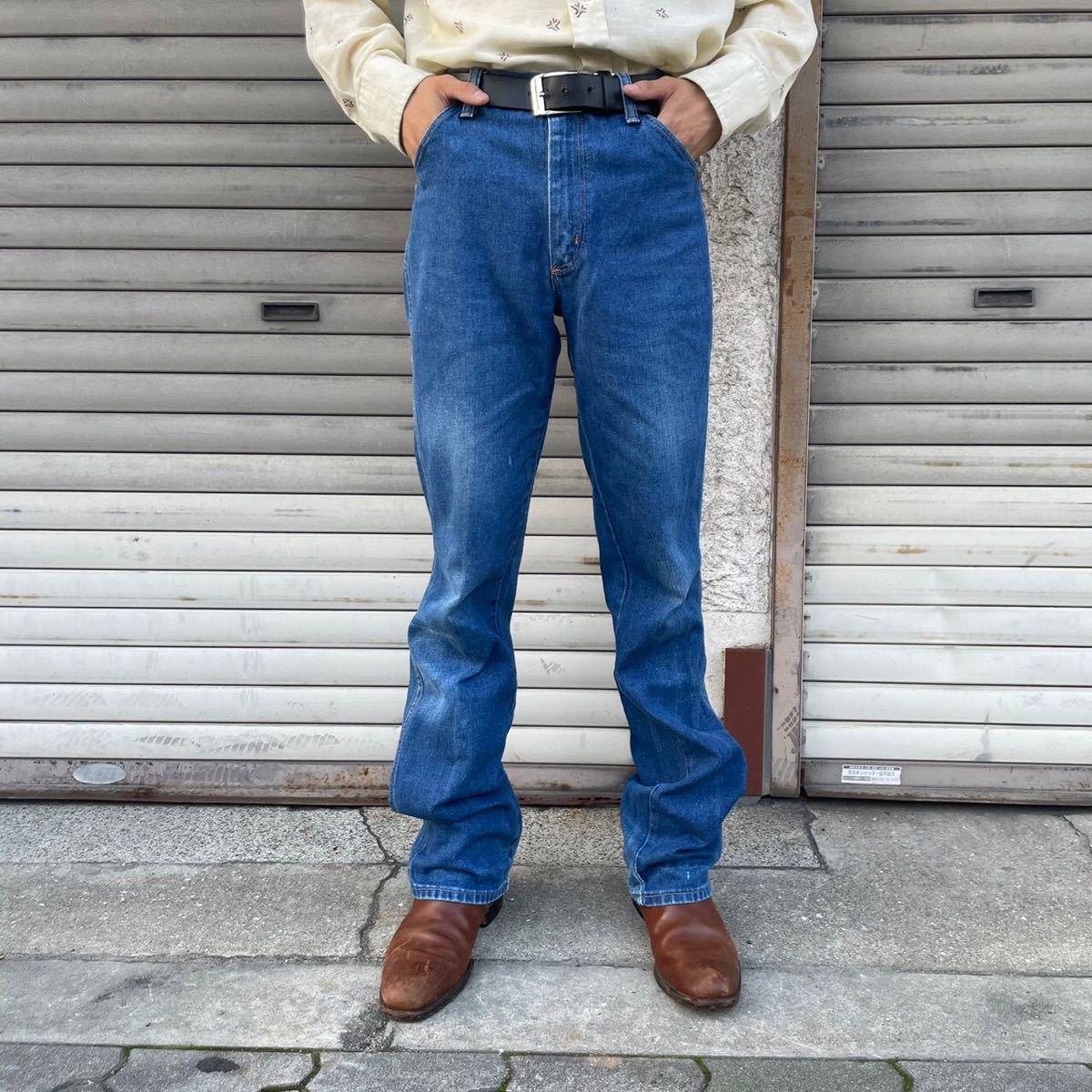 貴重 70s USA製 Wrangler 401SPWR INDIGO DENIM PANTS ヴィンテージ ラングラー カウボーイ デニムパンツ スリム 米国 小さいサイズ W30_画像1