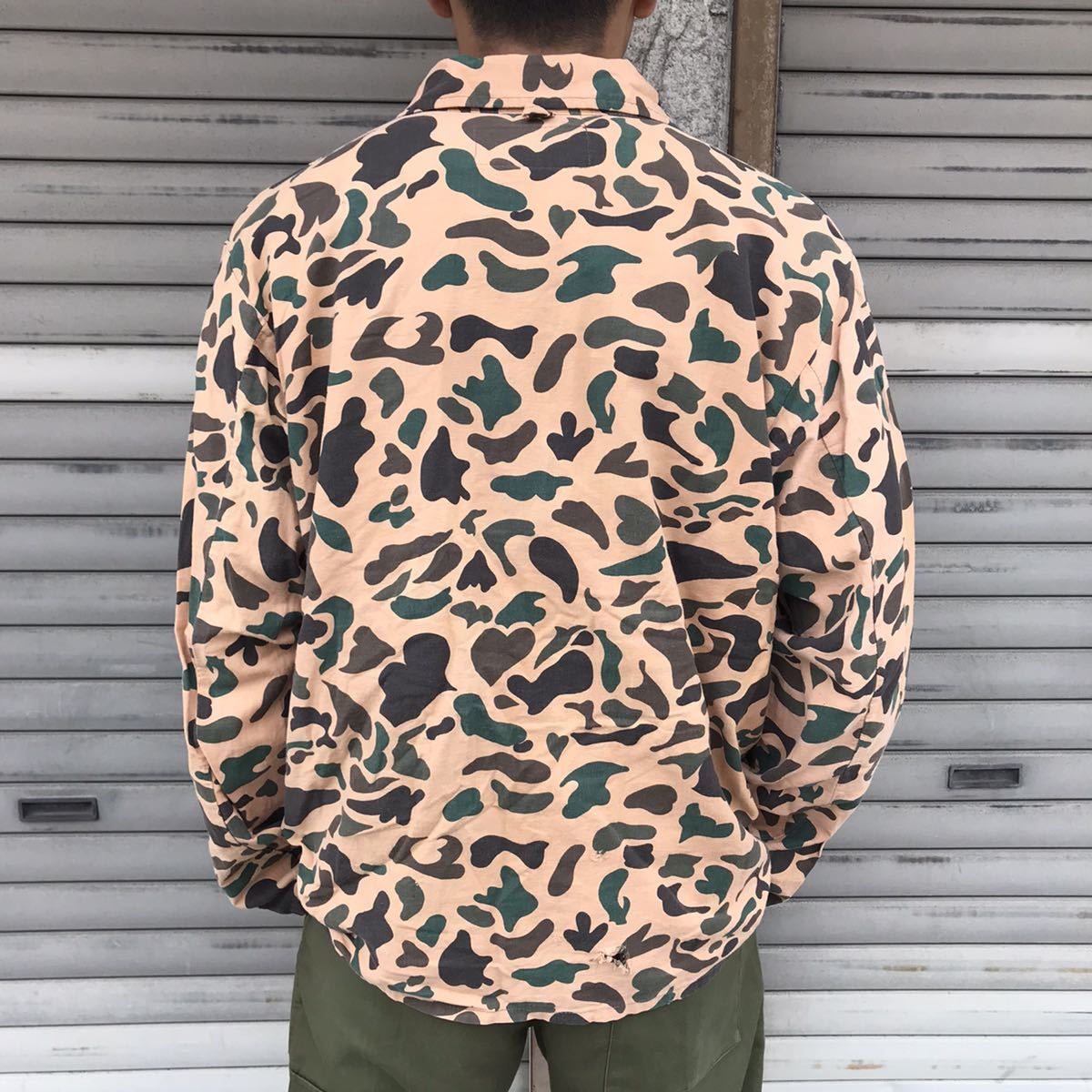 70s 英国 CROWN HUNTING CLOTHING ダックハンターカモ 迷彩 シャツ