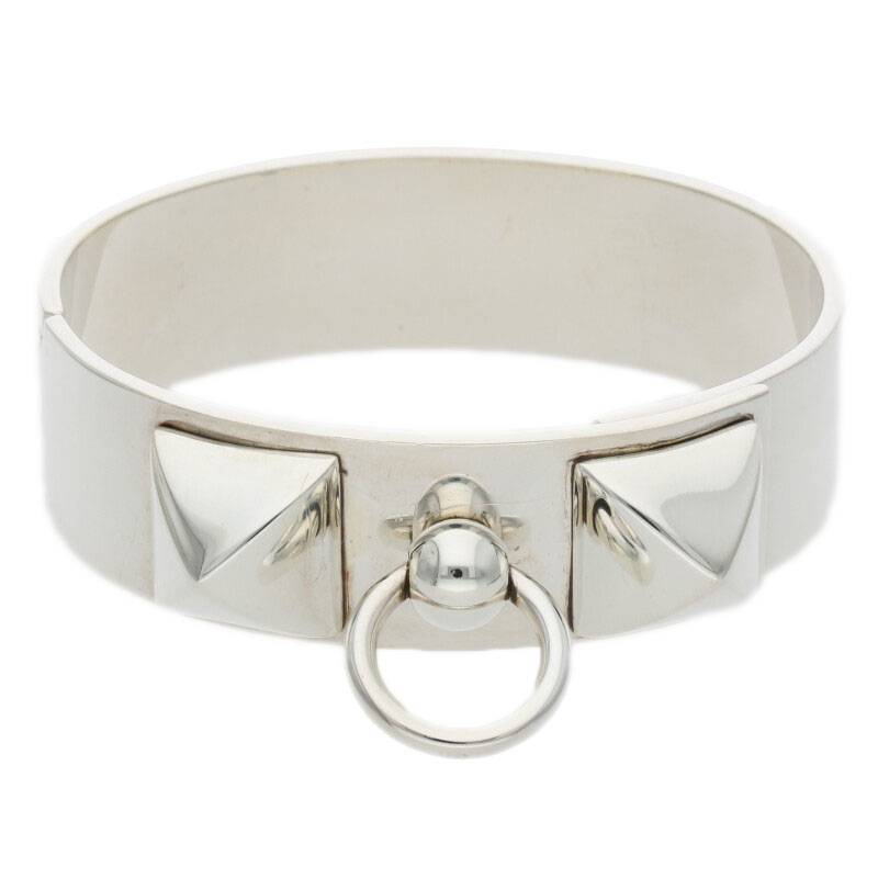 エルメス HERMES Collier de Chien MM サイズ:SH コリエドシアンMMシルバーバングルブレスレット 中古 SB01