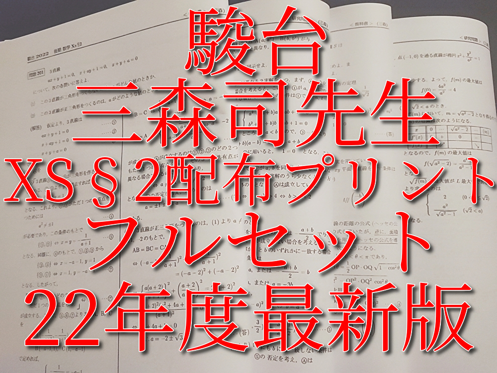 駿台 三森司先生 22年度通期 数学XS§2 プリント フルセット 最新版 最