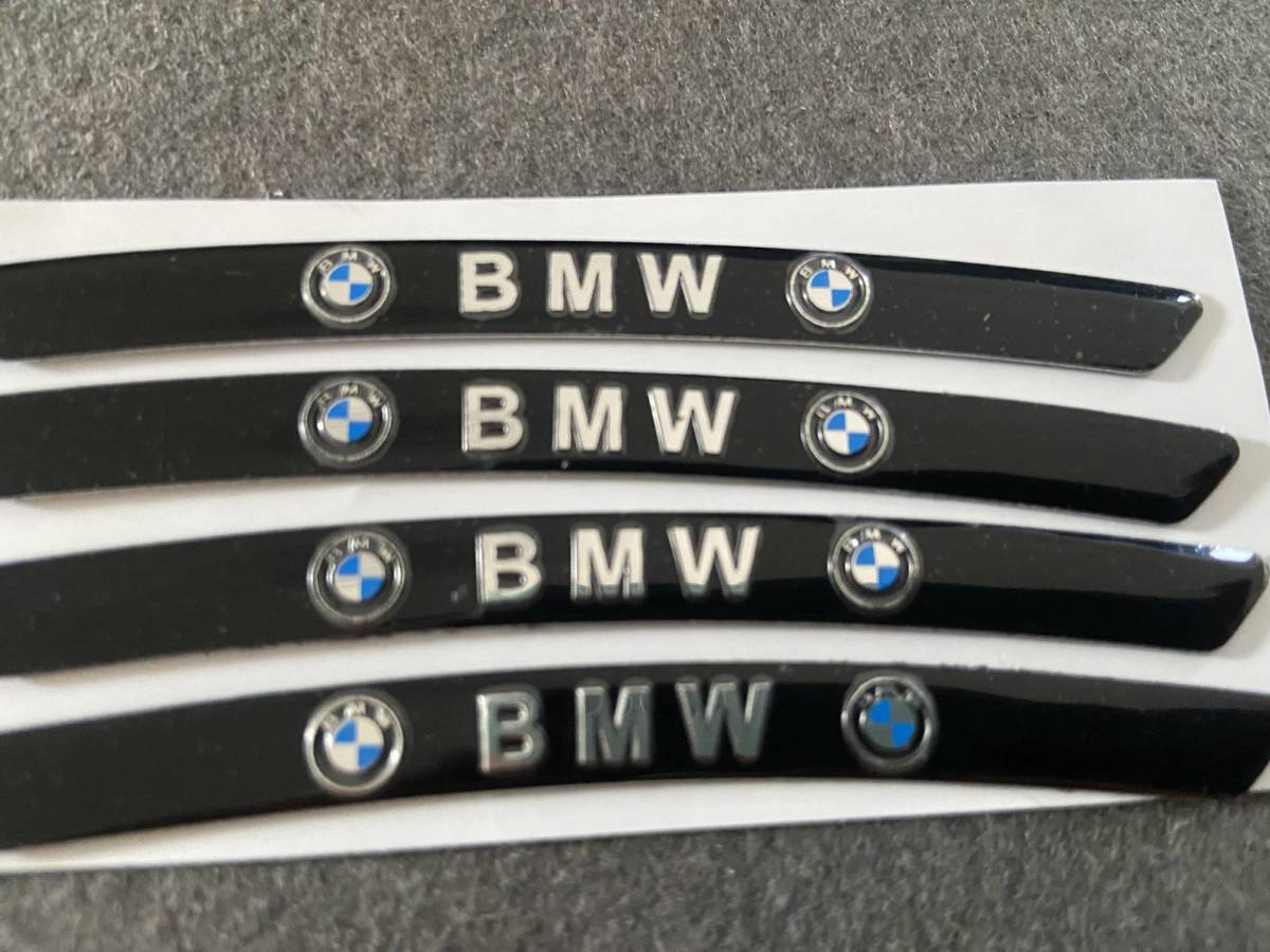 BMW ホイールリム デカール ステッカー 9CM 車用 4枚セット アルミ バッジエンブレム ブラック 簡単取付 27番_画像2