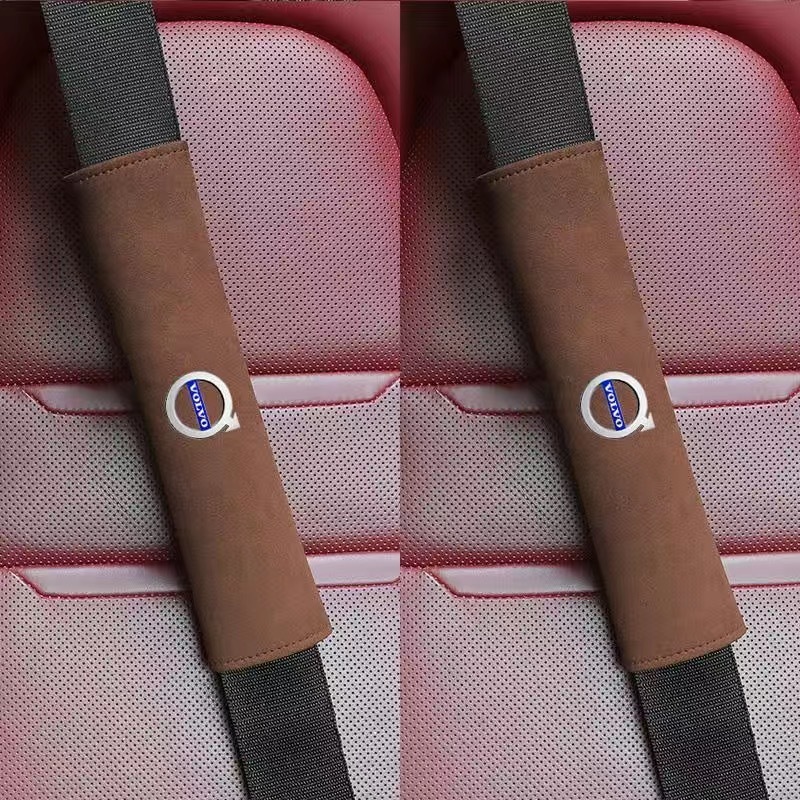  Volvo VOLVO seat belt pad seat belt cover 2 point set suede seat belt cushion shoulder pad Brown 