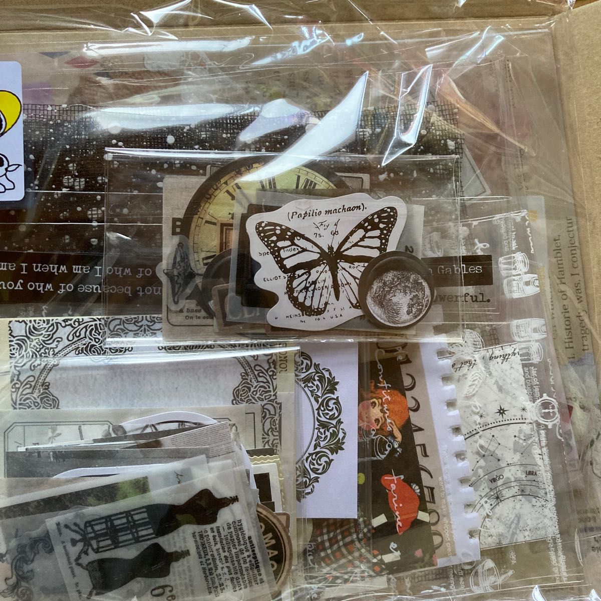 お買得セット コラージュ素材 おすそ分け 黒系ステッカー 100点 お買得セット コラージュ素材 おすそ分け 黒系ステッカー 100点