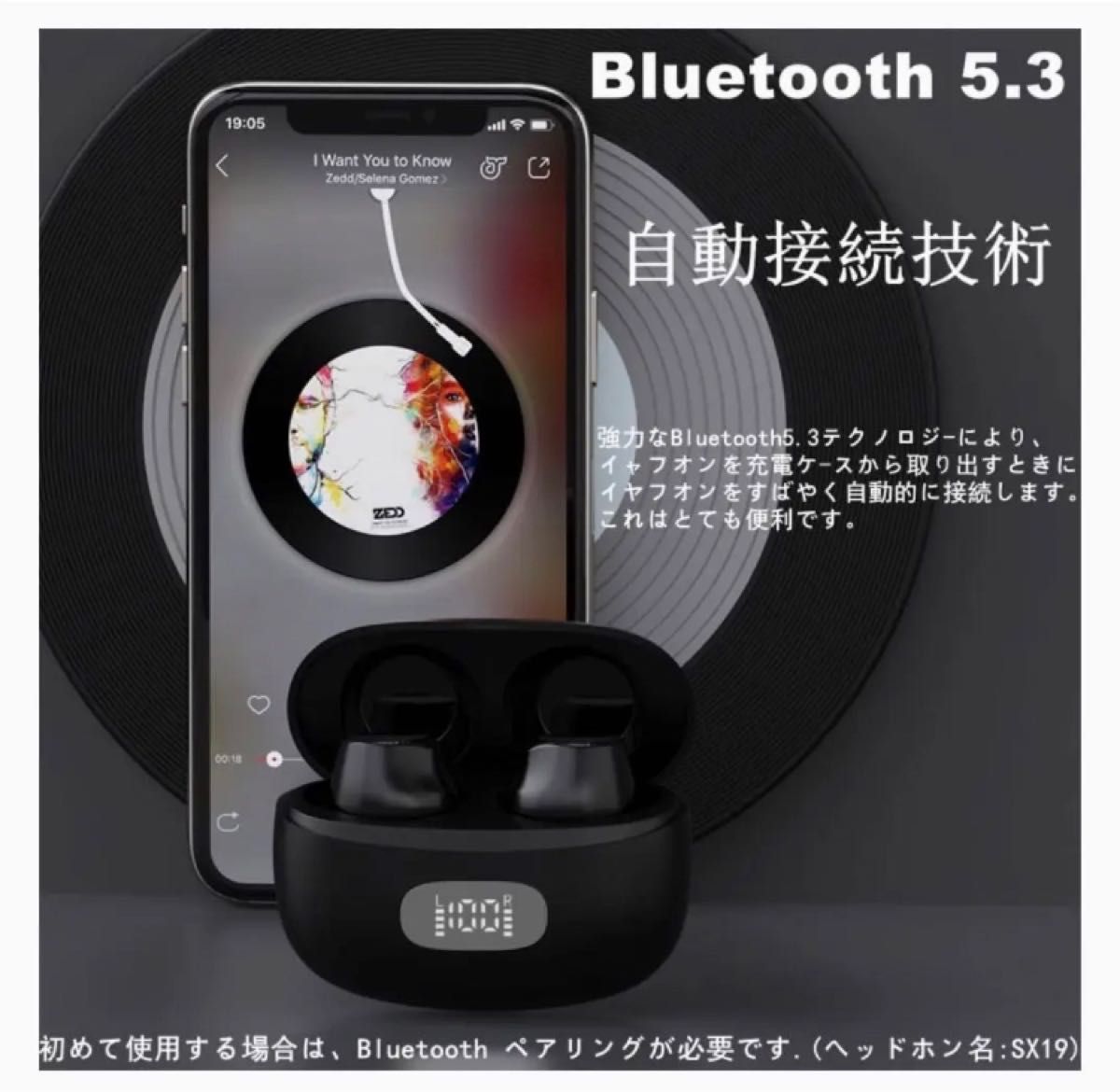 ★【未使用品】Bluetooth 5.3+EDRワイヤレスイヤホン Bluetooth イヤホン ワイヤレスイヤホン 2023最新ブルートゥース