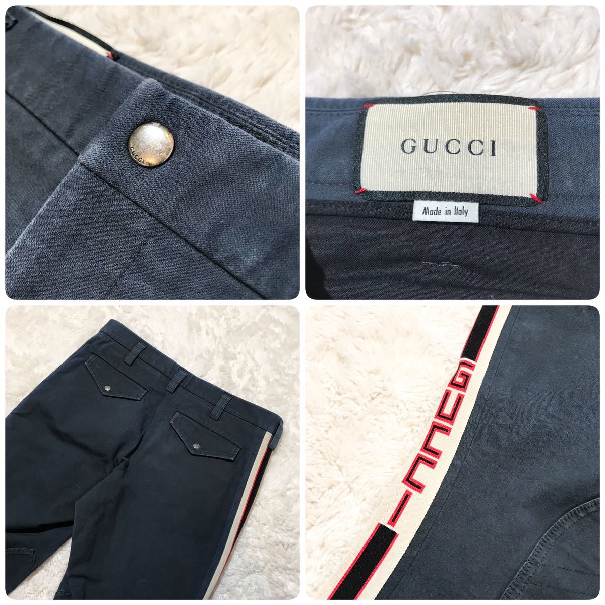 希少色】GUCCI ストライプ ギャバジン ストレッチパンツ サイドライン