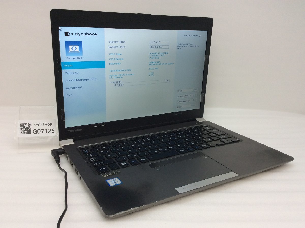 TOSHIBA dynabook R63/G PR63GCA4437AD21 Intel Core i7-6500U メモリ8.19GB SSD256.06GB OS無し【G07128】_画像1