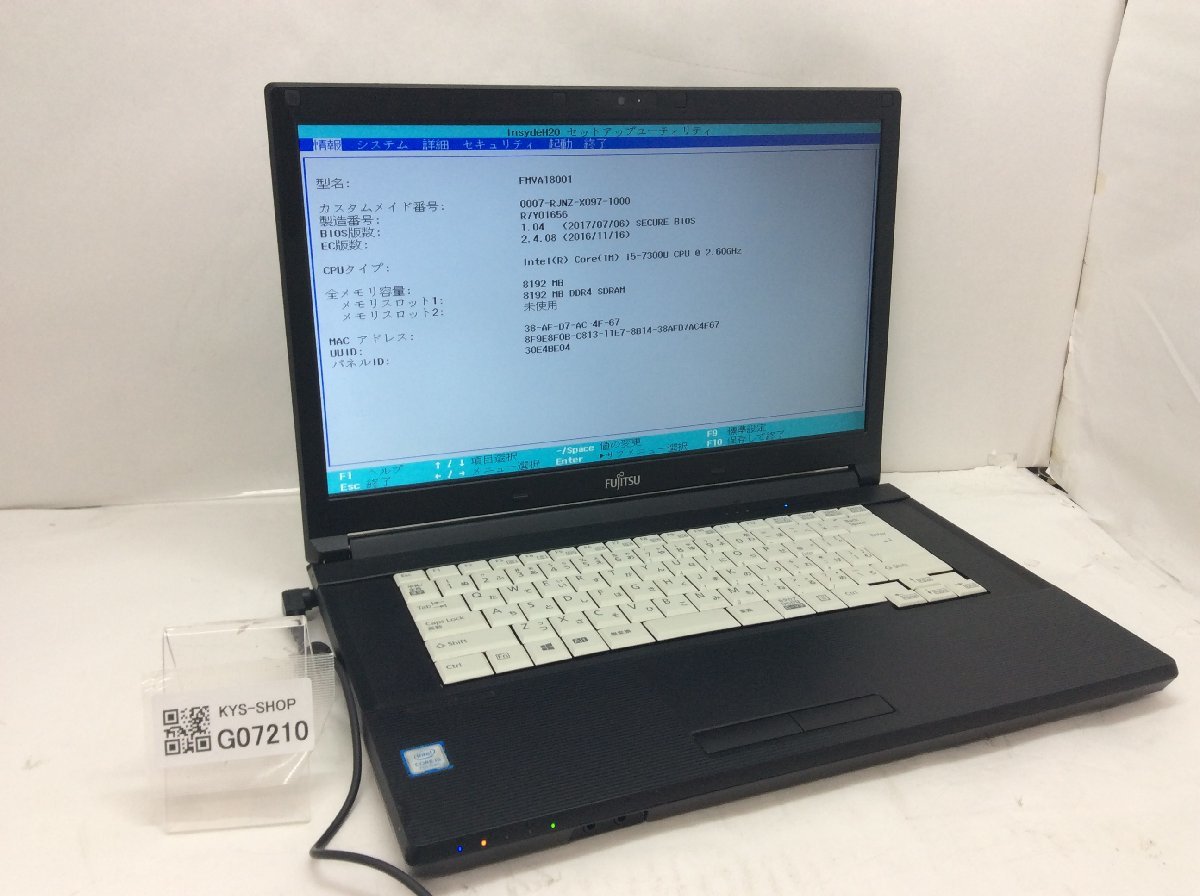 春夏新作 Core Intel A577/P LIFEBOOK FMVA18001 FUJITSU i5-7300U OS