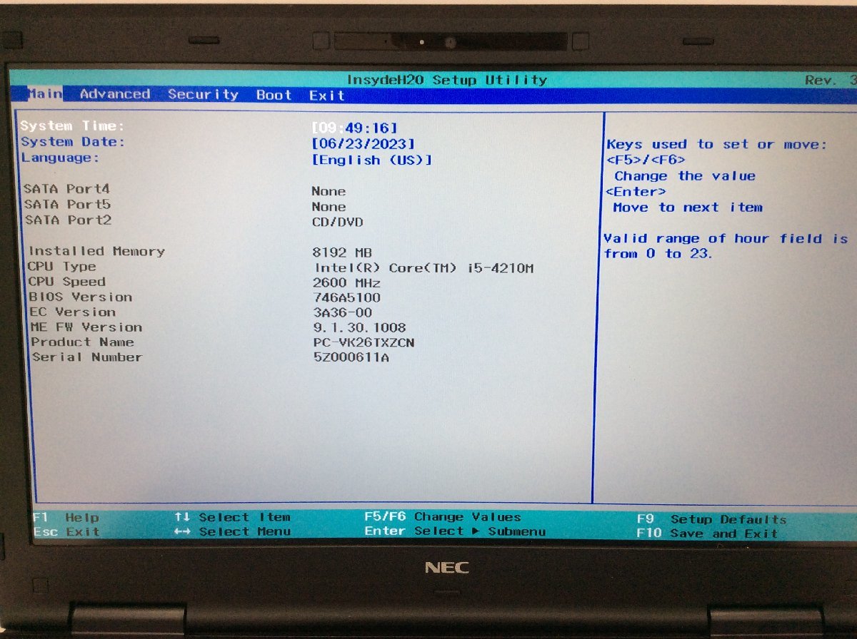 ジャンク/ NEC PC-VK26TXZCN Intel Core i5-4210M メモリ8.19GB ストレージ無し 【G07851】_液晶画面にムラとシミがあります