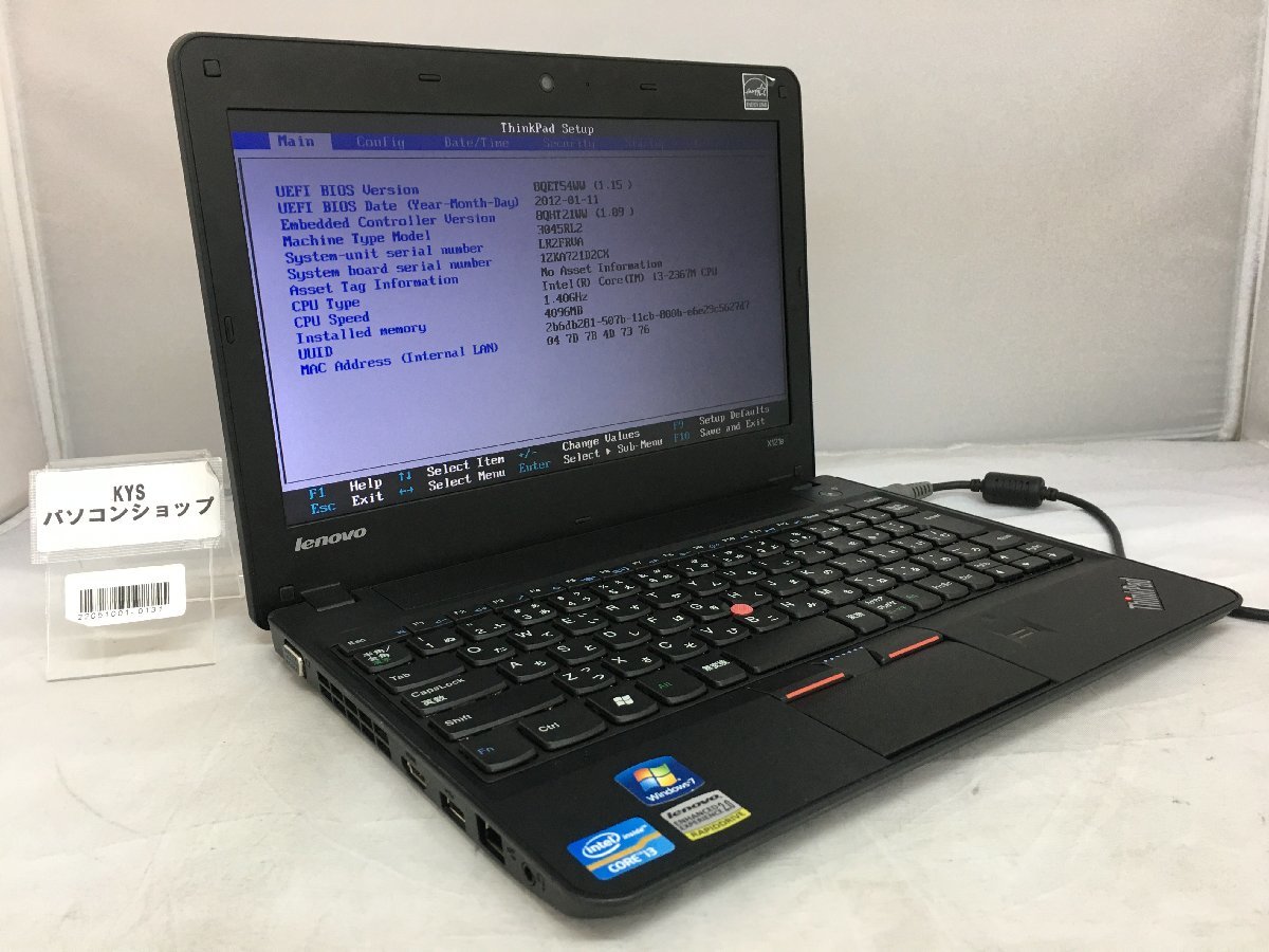 LENOVO 3045RL2 ThinkPad X121e Intel Core i3-2357M メモリ2.05GB / 2.05GB ストレージ無し OS無し【22051001-0131】_画像1