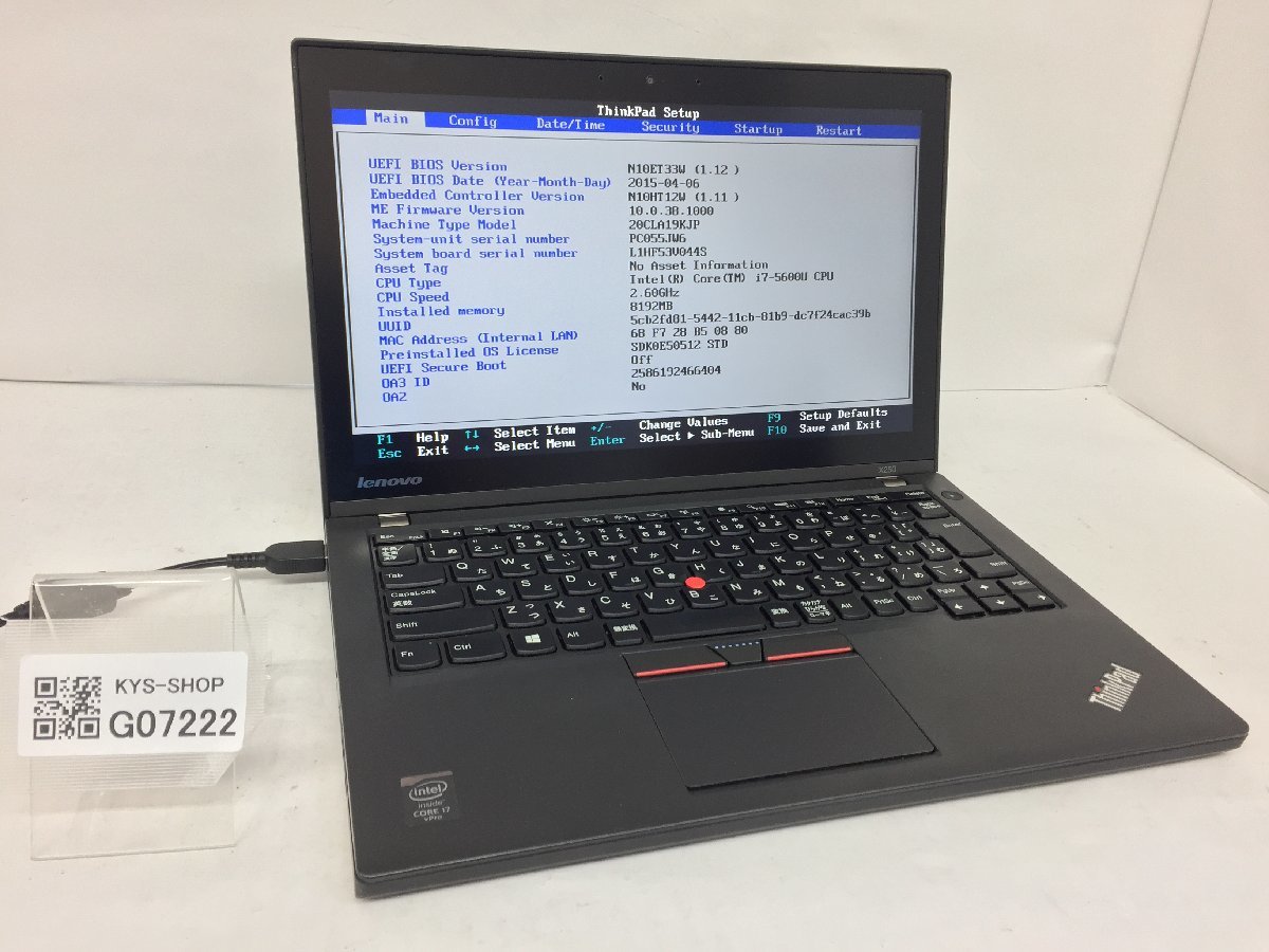 半額SALE☆ Core Intel X250 ThinkPad 20CLA19KJP LENOVO i7-5600U OS