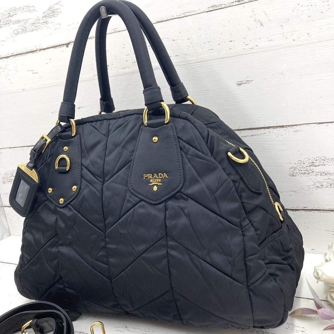 極美品】 PRADA プラダ ボストン ショルダー バッグ キルティング