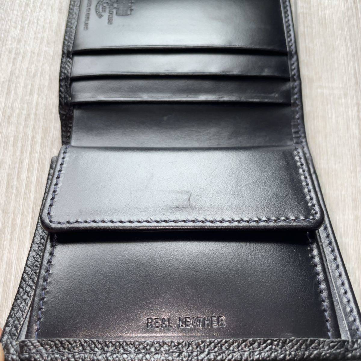 美品】ホワイトハウスコックス 三つ折りミニウォレット ブラック