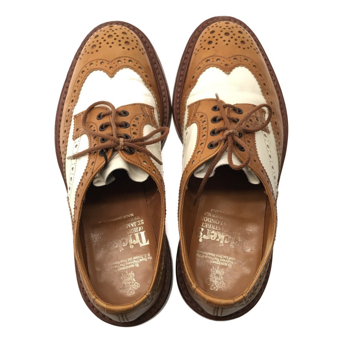 TRICKERS トリッカーズ 【men2606M】 2トーンウィングチップシューズ B-32 靴 シューズ ブラウン ホワイト レーザー メンズ TW_画像4