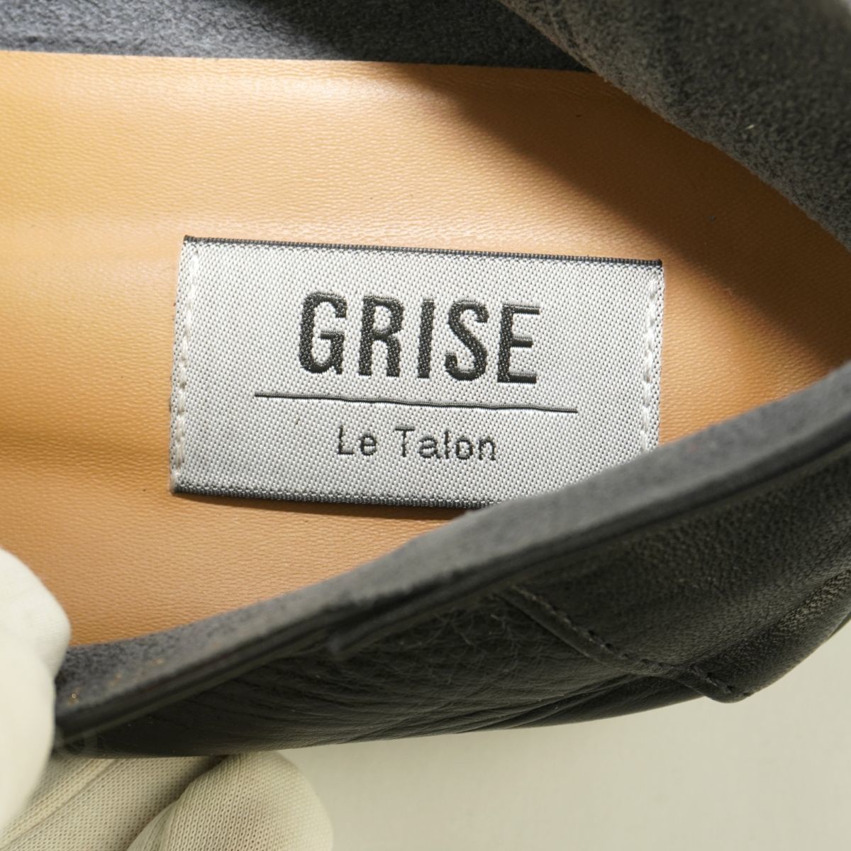 Le Talon GRISE ル タロン グリーズ 25.0 ビットバブーシュ フラットシューズ ビットローファー ゴールド金具 レザー 黒 ブラック/EC128_画像6