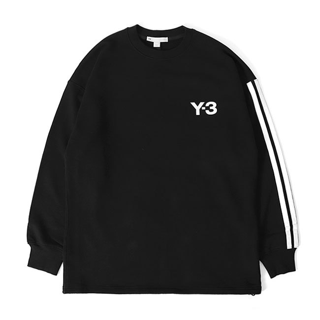 アウトレット品 Y-3 ワイスリー オーバーサイズ 3ライン クルーネック スウェット HG6073 M 黒 ブラック トレーナー メンズ_画像1