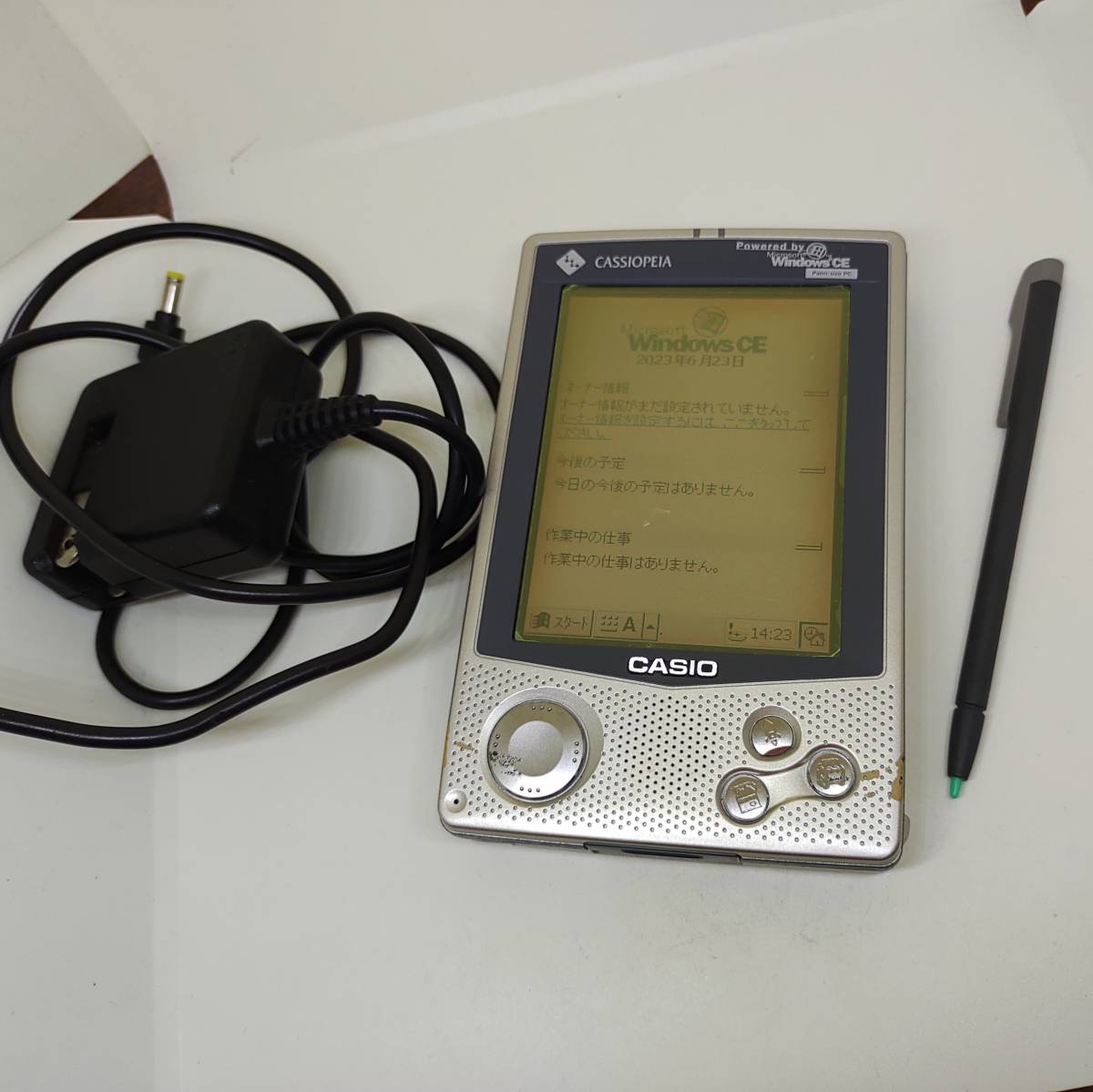 PDA CASIO カラー E-500 CASSIOPEIA動作,AC,タッチペン WindowsCE カシオ計算機 Palm-size PC 元祖スマホ _画像2