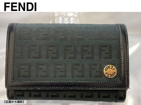 ★☆ FENDI フェンディ 二つ折り財布 ズッキーノ キャンバス ブラック系 AJ63302 ★☆