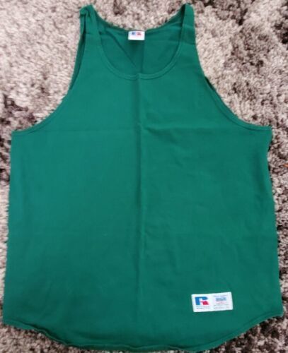 Vtg Russell Tank Top Men's Size Large Muscle Shirt Green High Cotton ...
