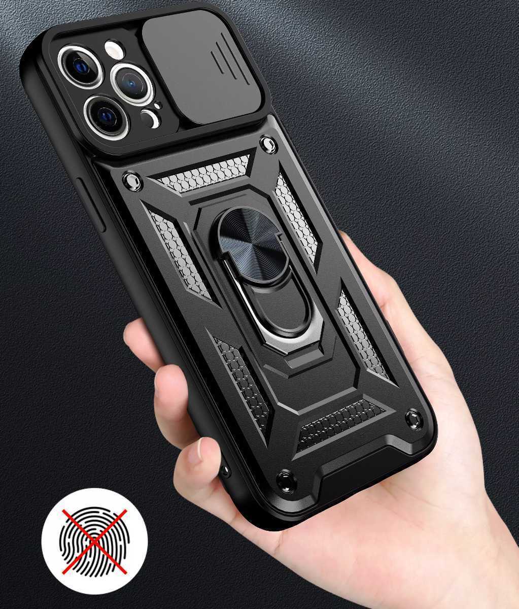 ★iPhone 7 8 SE2 耐衝撃 ハイブリッド ケース レンズ スライド カバー ブラック ハード 軍事 携帯 スマホ アイフォン 黒 赤 レッド_画像6