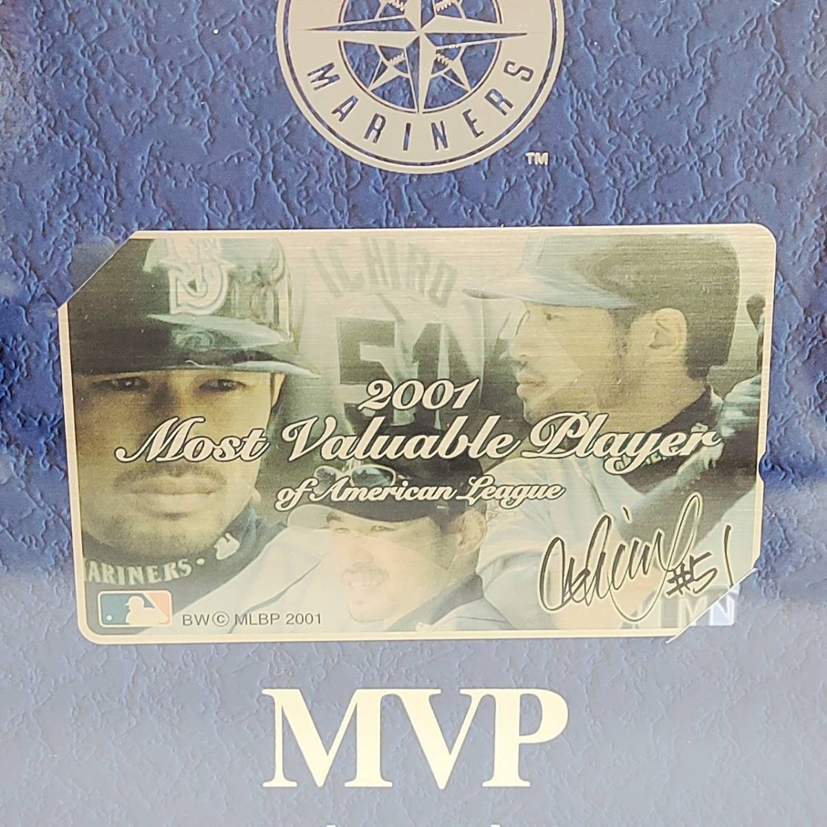 ●イチロー 2001 MVP テレホンカード ICHIRO 額付き 51 記念品 マリナーズ 50度 未使用 テレカ N366_画像3