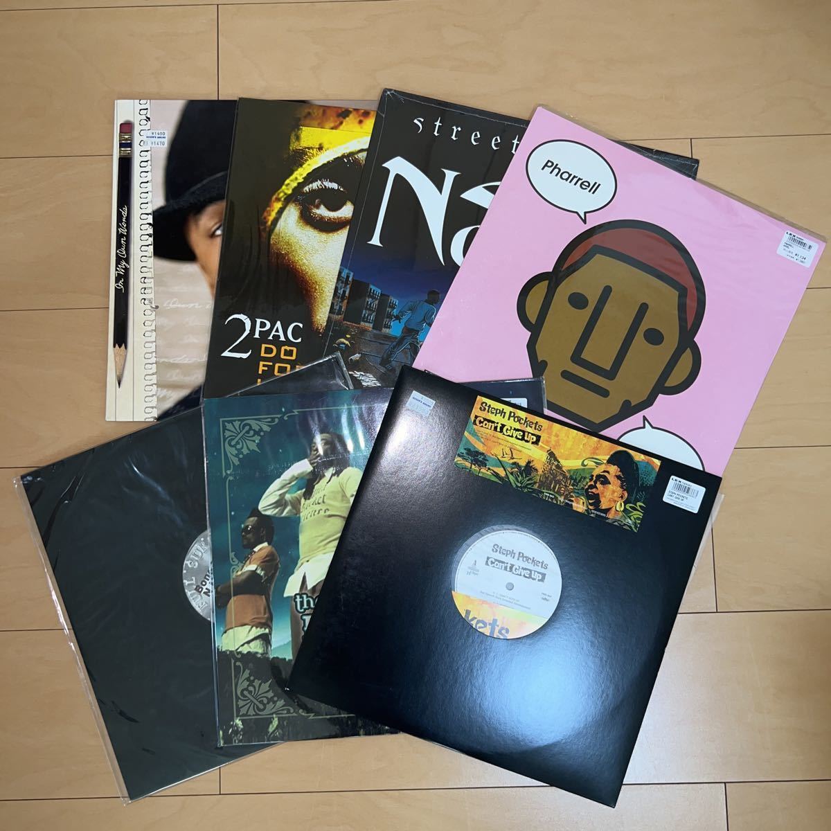 1696 レコード R&B HIPHOP 7枚 まとめ売り ne★yo 2PAC Nas pharrell Bone Thugs N Harmony BLACK EYED PEAS Steph Pockets_画像1