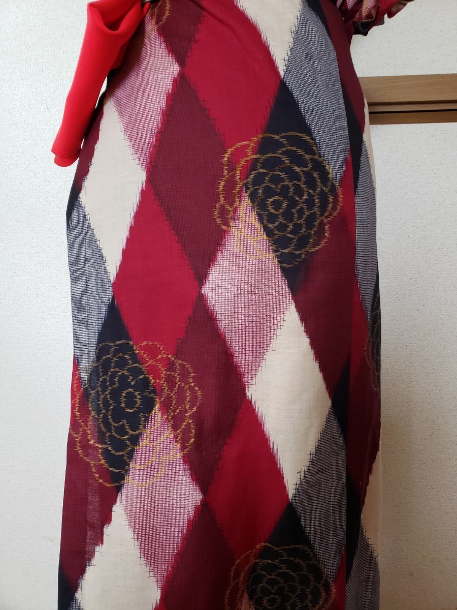 ◆新品 二部式 茶道 稽古着 チェック 紬 絹 着物 リメイク 袱紗 懐紙 ふくさ