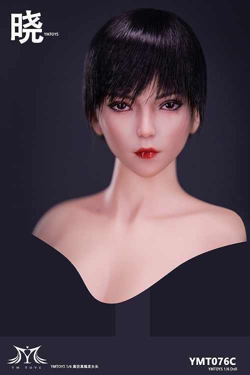 ★YM Toys★1/6 女性ヘッドC（ブラックショートヘア）YMT-076C 6871