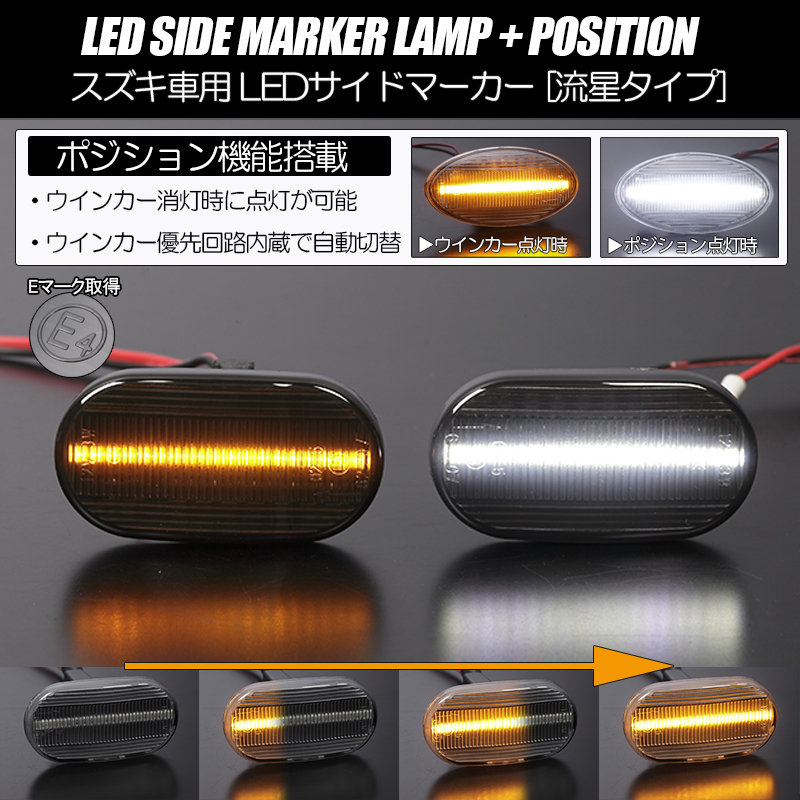 ポジション付き シーケンシャル ウインカー LED サイドマーカー スモーク/白光 JB64W/JB74W ジムニー/ジムニー シエラ jimny_画像1