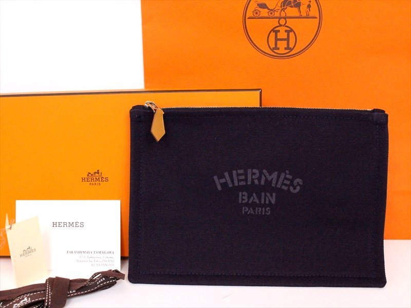 新品☆HERMES【エルメス】ヨッティング ポーチ☆濃紫☆キャンバス地
