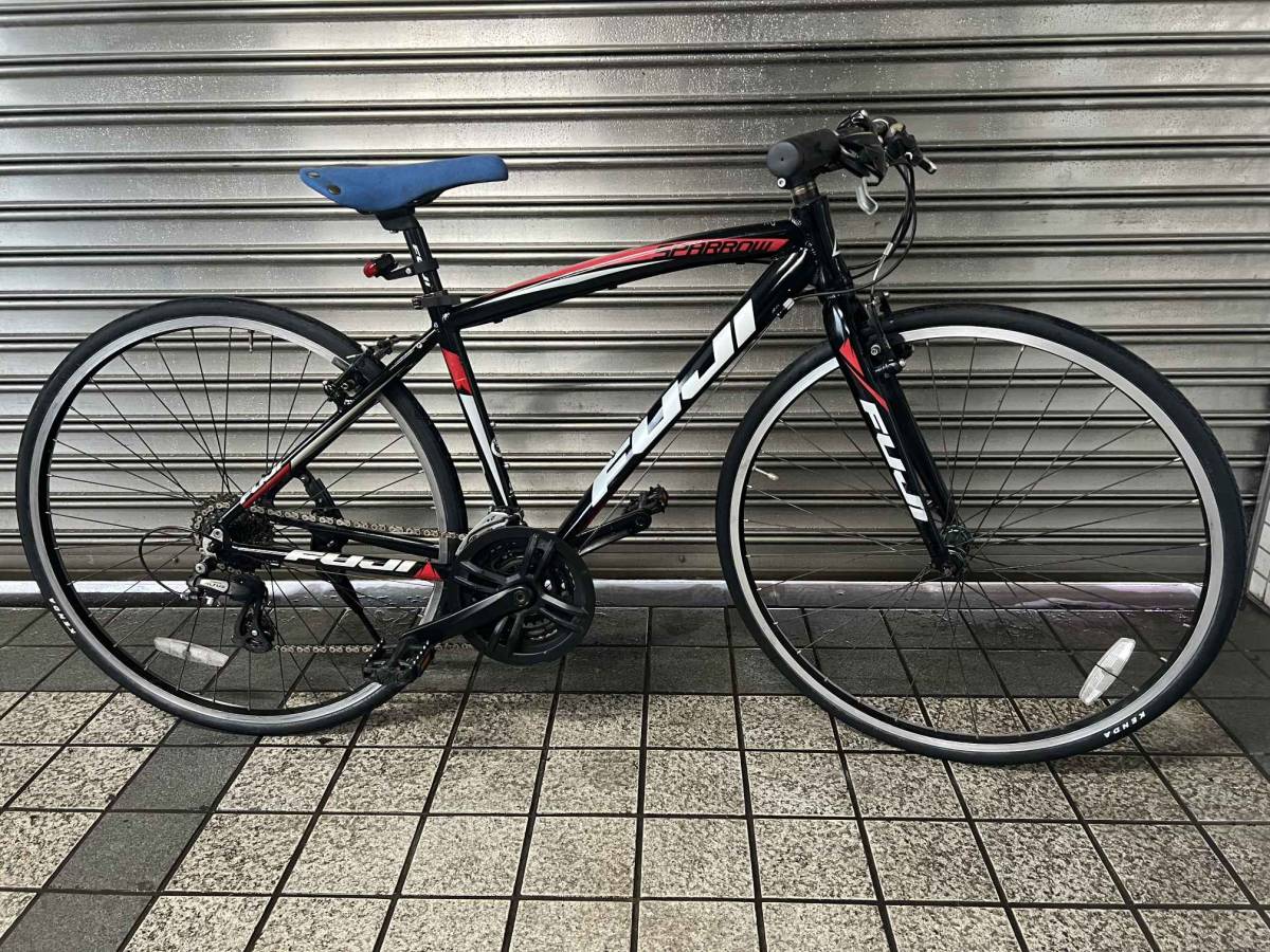 福岡市引取限定/FUJI SPARROW 24段変速 165cm~前後タイヤ新品 Yahoo!オークション - 【FUJI】SPARROW クロスバイク 24速 ブラック