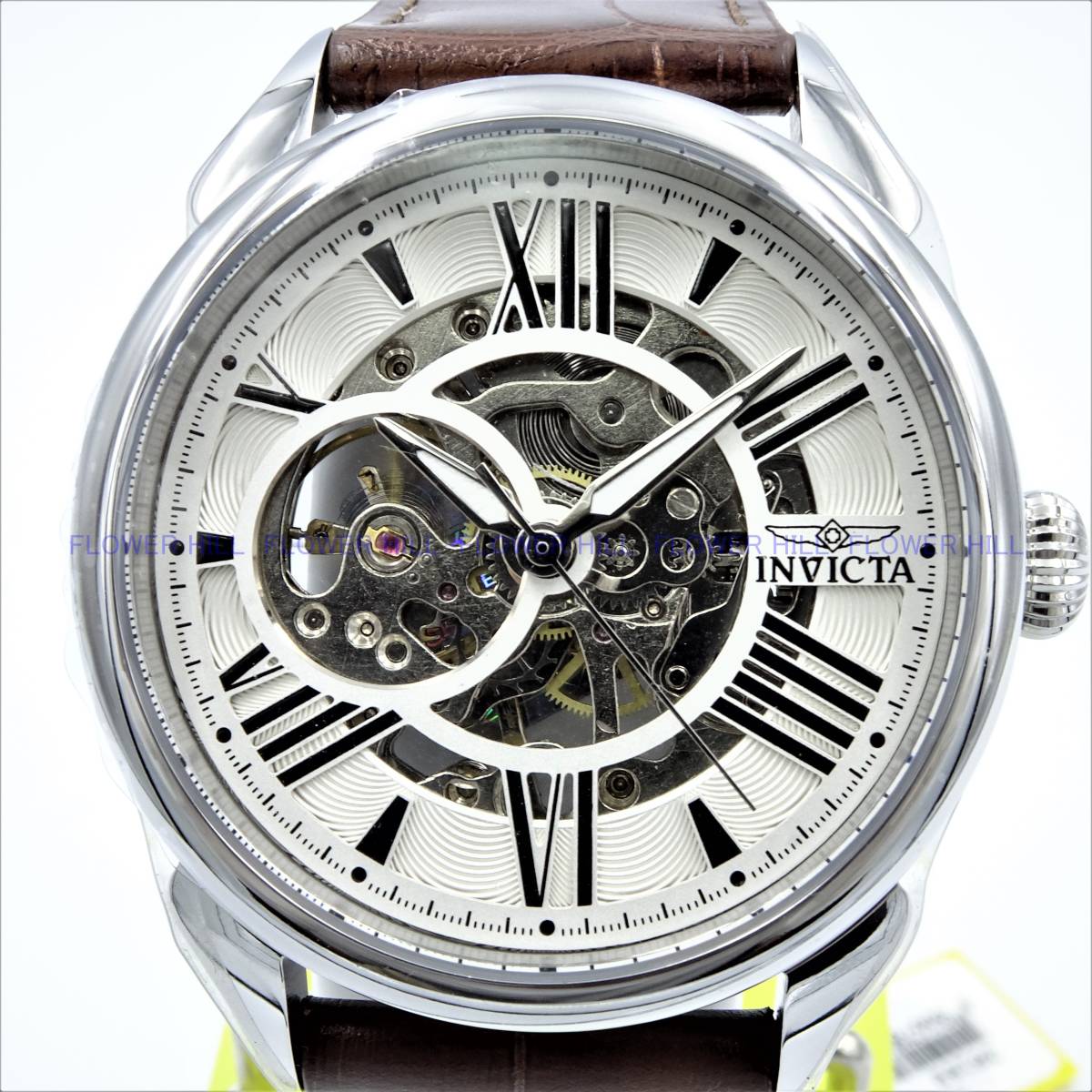 【新品・送料無料】インビクタ INVICTA 腕時計 38160 ビンテージ Vintage 手巻き スチール レザーバンド スケルトン シースルーバック