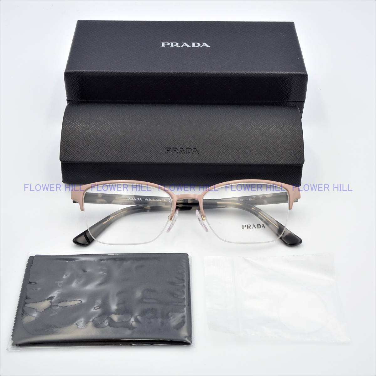 【新品・送料無料】プラダ PRADA VPR61W YEP-1O1 メガネ セルメタルフレーム ハーフリム トップピンク・ローズゴールド メンズ  レディース