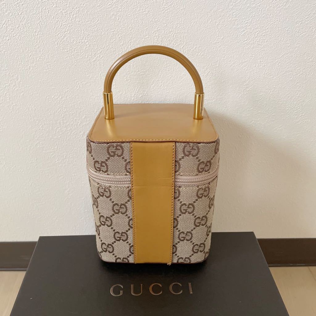 グッチ GUCCI ハンドバッグ バニティバッグ ミニバック 化粧ポーチ GGキャンパス 茶色 ブラウン キャメル_画像3