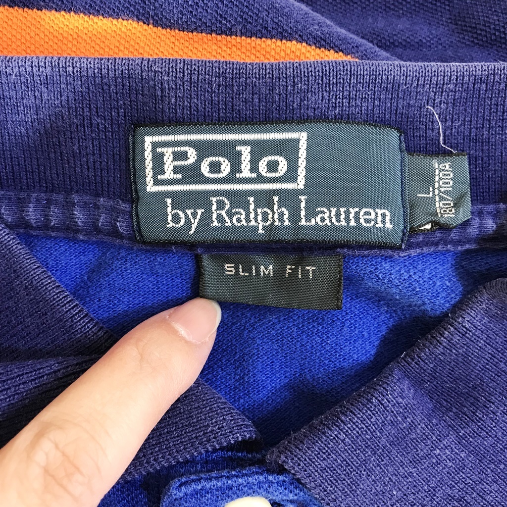 ◆お洒落な逸品◆POLO RALPH LAUREN/ポロラルフローレン 半袖 ポロシャツ ボーダー コットン100% ネイビー L メンズ D18 ｃ5421_画像6