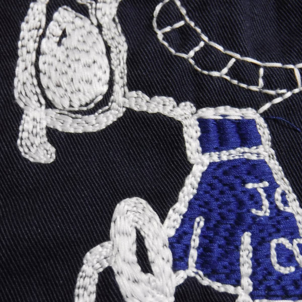 ▲ ヴィンテージ スヌーピー ピーナッツ 刺繍 コットン100％ レッドキャップ ワークシャツ REDKAP ネイビー Snoopy peanuts_画像3